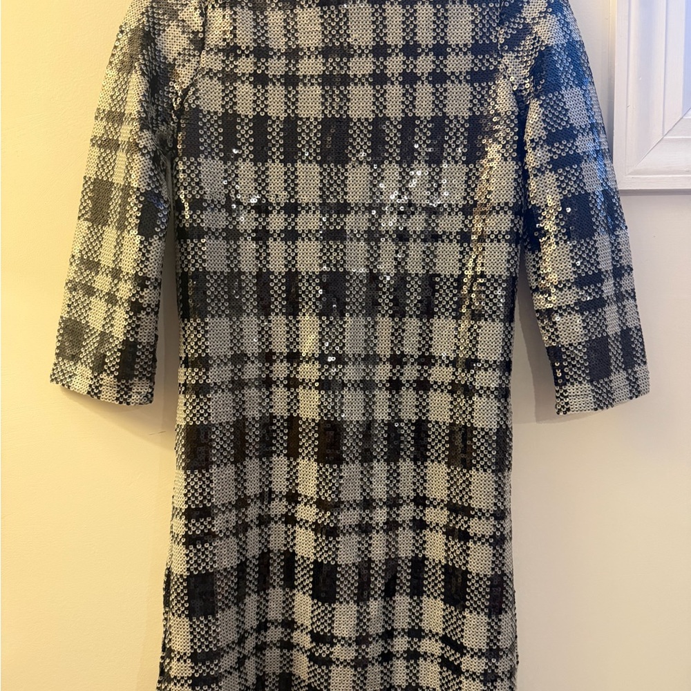 Draper James Black and Gray Plaid Formal Dress
